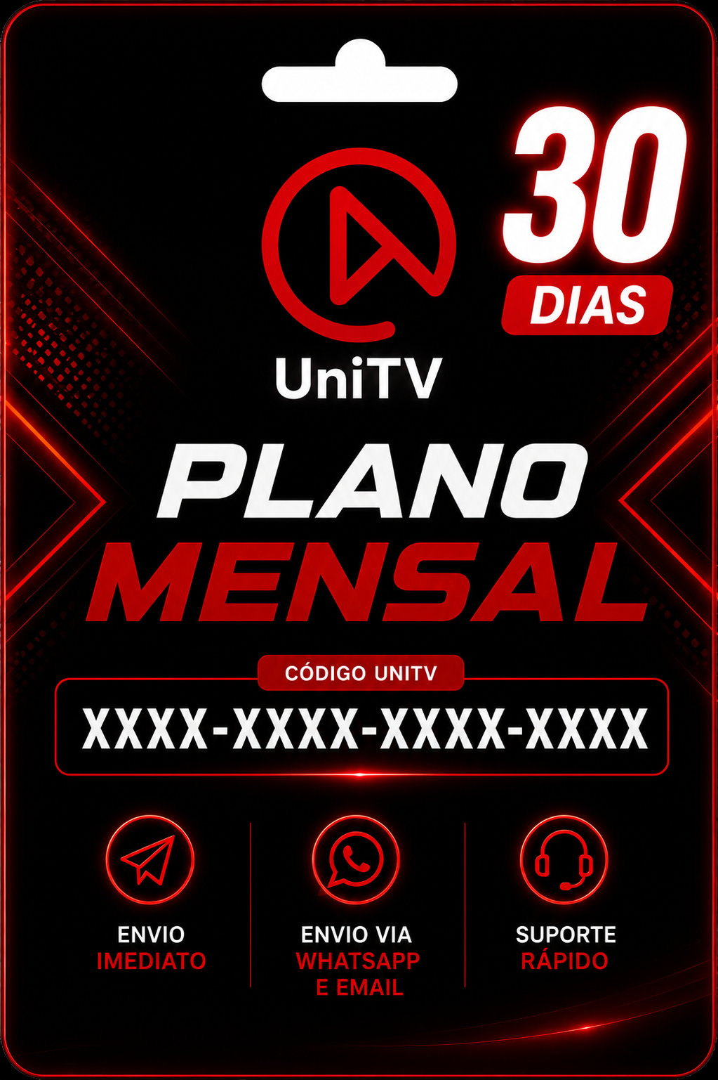 Arte da recarga UniTV – 30 Dias