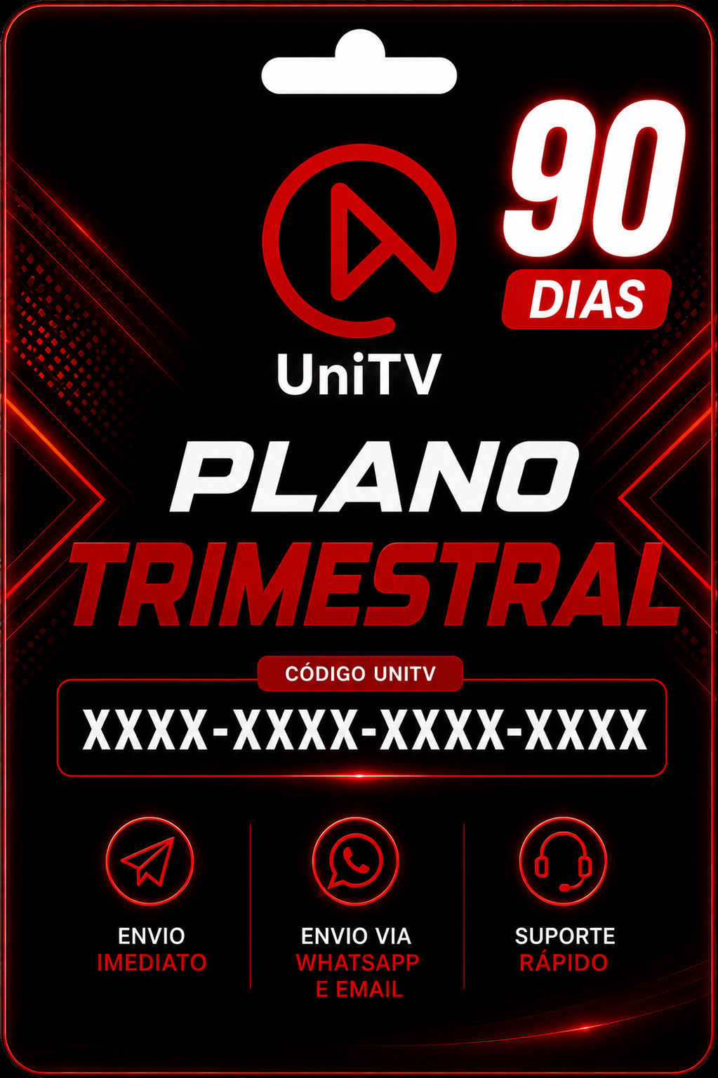 Arte da recarga UniTV – 90 Dias